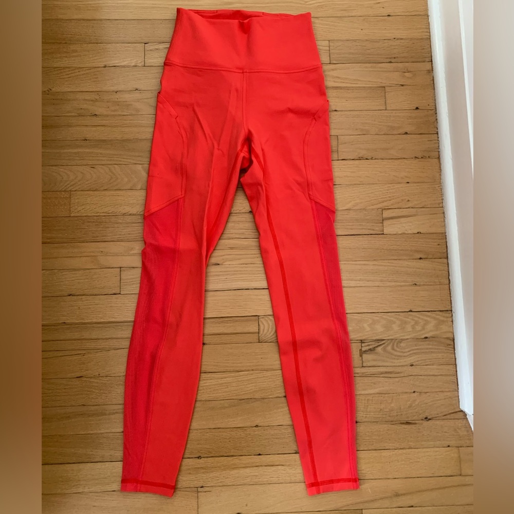 Coral Lululemon Pocket Tights Size 6